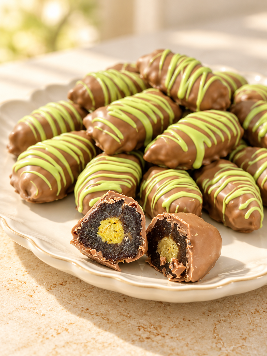 Dubai chocolate dates with pistachio