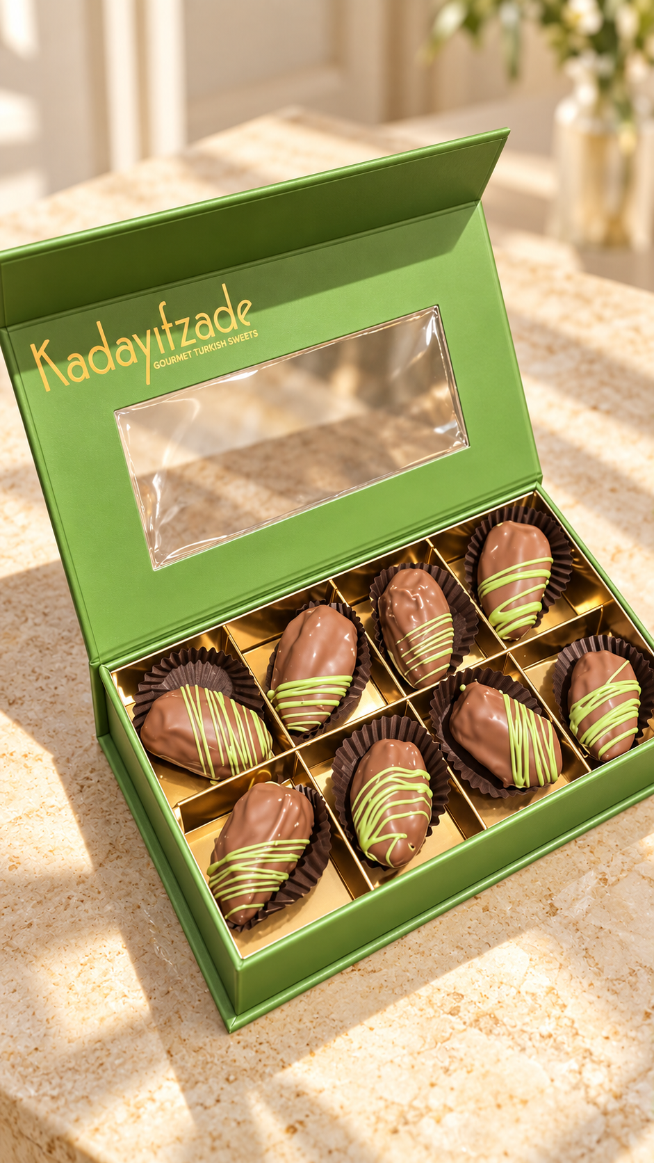 Dubai chocolate dates with pistachio