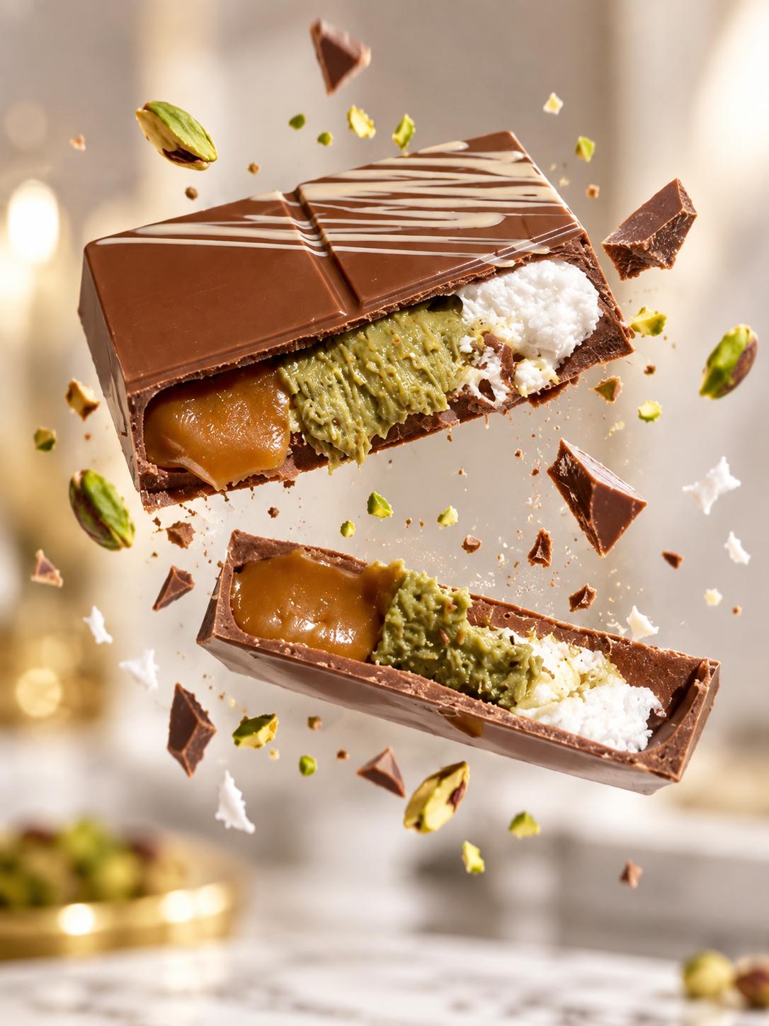 Dubai Chocolate Marshmallow Pistachio kunefe with Caramel